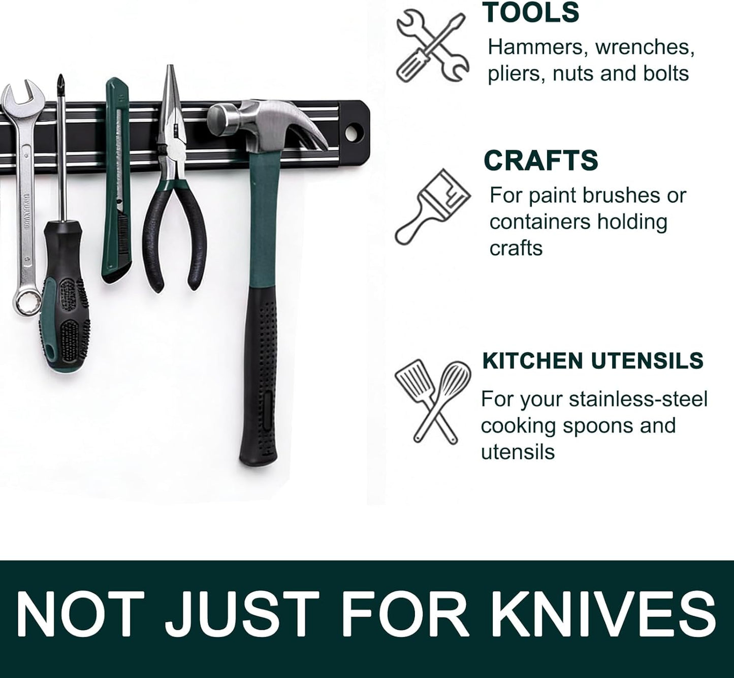 Magnetic Knife Strips（13 Inch Length),Magnetic Knife Holder for Wall/Refrigerator,Magnetic Knife Bar with Multi-Purpose Functionality as a Knife Holder, Knife Strip, Magnetic Tool Organizer