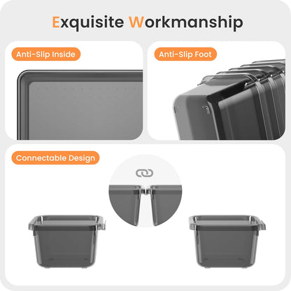 【Military Grade】 Drawer Organizer,【𝟱𝗦𝗶𝘇𝗲】Makeup organizer,【Holds 177 Items】Bathroom Organizers and Storage,Organization and Storage,Desk Drawer Organizer for Vanity【Clear Black】