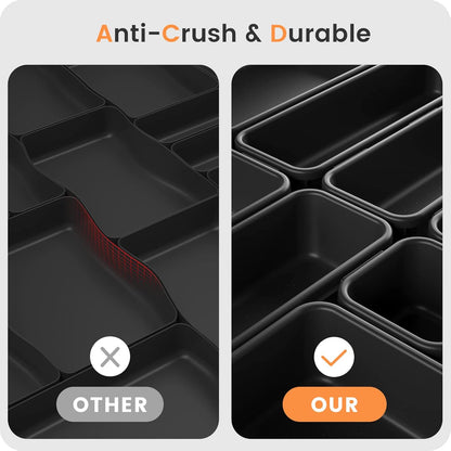 【Military Grade】 Drawer Organizer,【𝟱𝗦𝗶𝘇𝗲】Makeup organizer,【Holds 177 Items】Bathroom Organizers and Storage,Organization and Storage,Desk Drawer Organizer for Vanity【Clear Black】