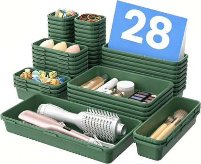 【Military Grade】 Drawer Organizer,【𝟱𝗦𝗶𝘇𝗲】Makeup organizer,【Holds 177 Items】Bathroom Organizers and Storage,Organization and Storage,Desk Drawer Organizer for Vanity【Clear Black】