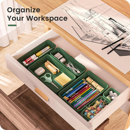 【Military Grade】 Drawer Organizer,【𝟱𝗦𝗶𝘇𝗲】Makeup organizer,【Holds 177 Items】Bathroom Organizers and Storage,Organization and Storage,Desk Drawer Organizer for Vanity【Clear Black】