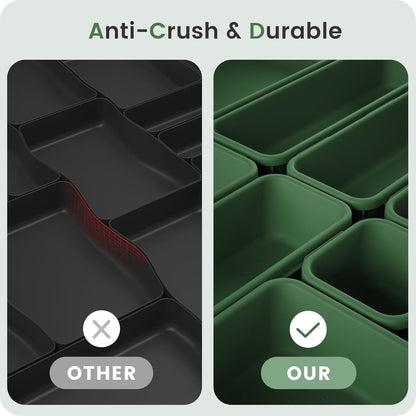 【Military Grade】 Drawer Organizer,【𝟱𝗦𝗶𝘇𝗲】Makeup organizer,【Holds 177 Items】Bathroom Organizers and Storage,Organization and Storage,Desk Drawer Organizer for Vanity【Clear Black】