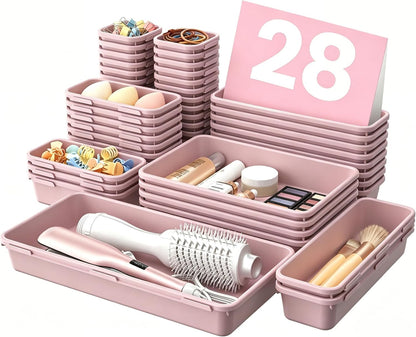 【Military Grade】 Drawer Organizer,【𝟱𝗦𝗶𝘇𝗲】Makeup organizer,【Holds 177 Items】Bathroom Organizers and Storage,Organization and Storage,Desk Drawer Organizer for Vanity【Clear Black】