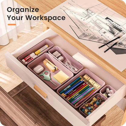 【Military Grade】 Drawer Organizer,【𝟱𝗦𝗶𝘇𝗲】Makeup organizer,【Holds 177 Items】Bathroom Organizers and Storage,Organization and Storage,Desk Drawer Organizer for Vanity【Clear Black】