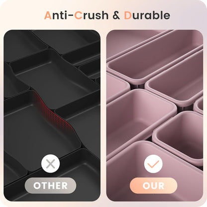 【Military Grade】 Drawer Organizer,【𝟱𝗦𝗶𝘇𝗲】Makeup organizer,【Holds 177 Items】Bathroom Organizers and Storage,Organization and Storage,Desk Drawer Organizer for Vanity【Clear Black】