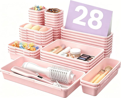 【Military Grade】 Drawer Organizer,【𝟱𝗦𝗶𝘇𝗲】Makeup organizer,【Holds 177 Items】Bathroom Organizers and Storage,Organization and Storage,Desk Drawer Organizer for Vanity【Clear Black】