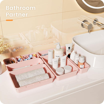 【Military Grade】 Drawer Organizer,【𝟱𝗦𝗶𝘇𝗲】Makeup organizer,【Holds 177 Items】Bathroom Organizers and Storage,Organization and Storage,Desk Drawer Organizer for Vanity【Clear Black】
