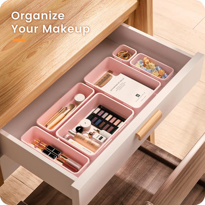 【Military Grade】 Drawer Organizer,【𝟱𝗦𝗶𝘇𝗲】Makeup organizer,【Holds 177 Items】Bathroom Organizers and Storage,Organization and Storage,Desk Drawer Organizer for Vanity【Clear Black】