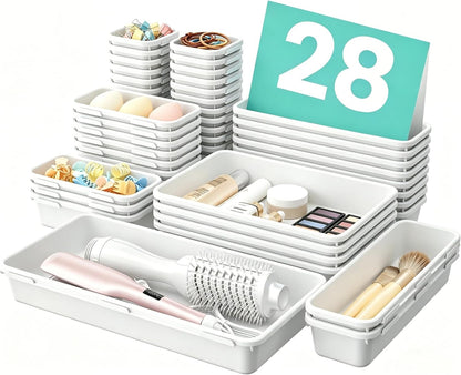 【Military Grade】 Drawer Organizer,【𝟱𝗦𝗶𝘇𝗲】Makeup organizer,【Holds 177 Items】Bathroom Organizers and Storage,Organization and Storage,Desk Drawer Organizer for Vanity【Clear Black】