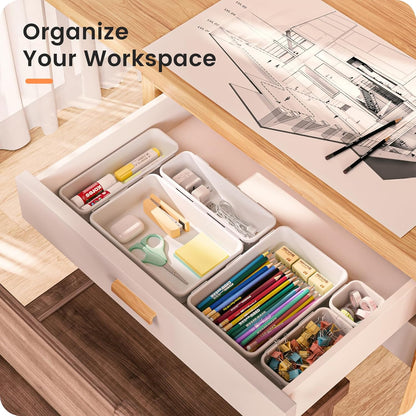 【Military Grade】 Drawer Organizer,【𝟱𝗦𝗶𝘇𝗲】Makeup organizer,【Holds 177 Items】Bathroom Organizers and Storage,Organization and Storage,Desk Drawer Organizer for Vanity【Clear Black】