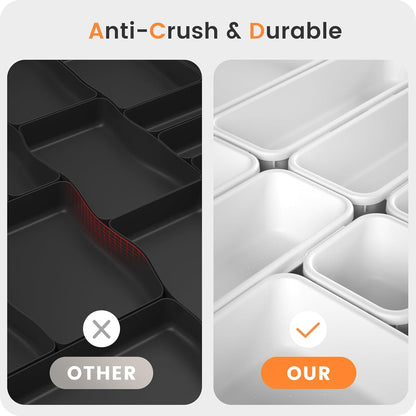【Military Grade】 Drawer Organizer,【𝟱𝗦𝗶𝘇𝗲】Makeup organizer,【Holds 177 Items】Bathroom Organizers and Storage,Organization and Storage,Desk Drawer Organizer for Vanity【Clear Black】