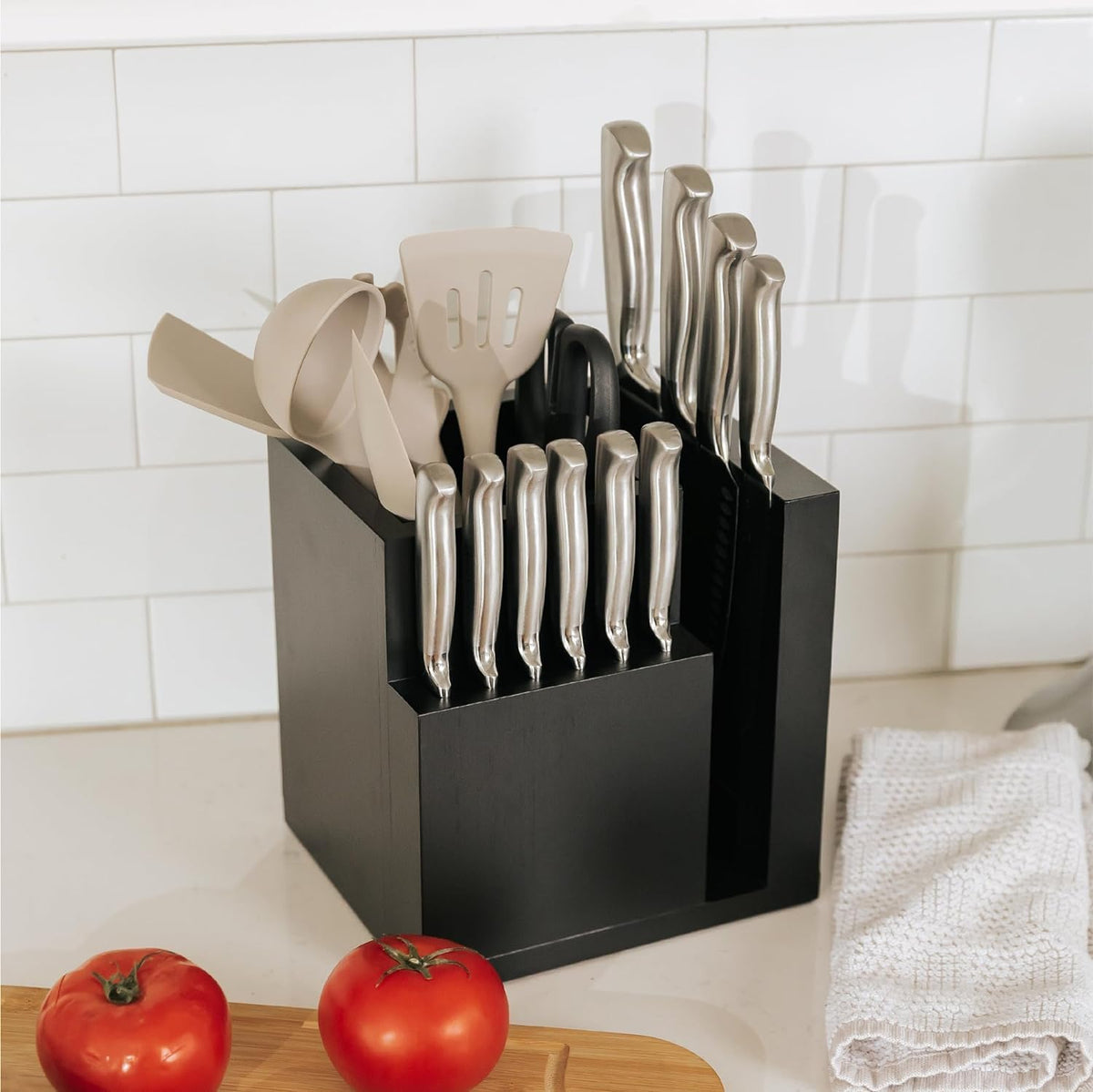 Magnetic Knife Block & Utensil Holder, Black