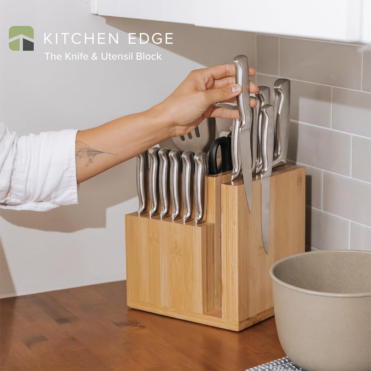 Magnetic Knife Block & Utensil Holder, Black