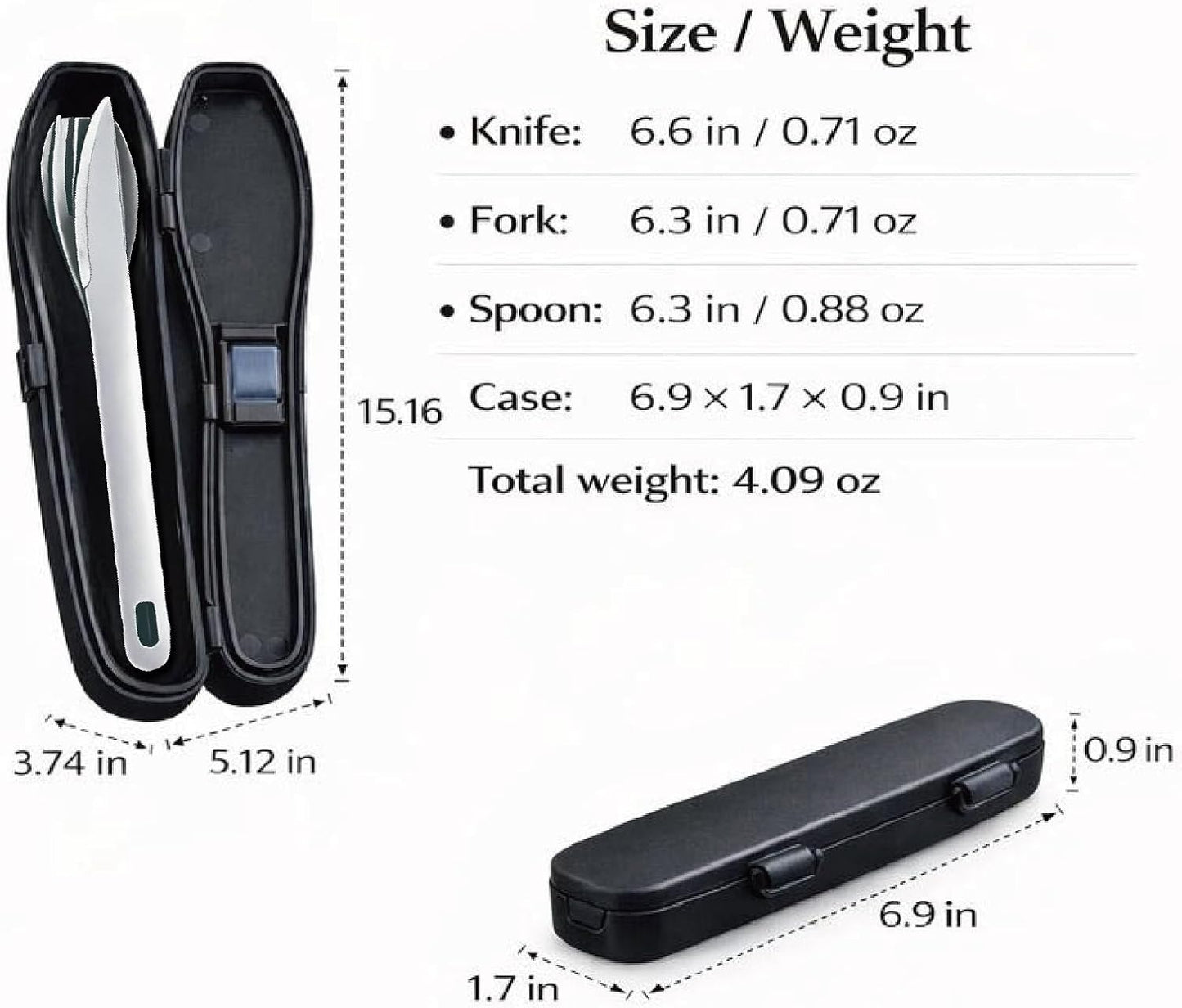 Travel Utensils Set with Case [Made in Japan] Matte Finish Knife Fork Spoon Noise Free Portable Case Lunch Box Cutlery Set for Work Reusable Stainless Steel