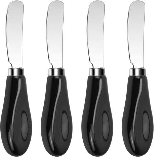 Butter Spreader Knives Set of 4, Stainless Steel Butter Knife with Porcelain Handles, Blunt Edge Cheese Spreader Set for Soft Cheese, Butter, Jam, Charcuterie, Pastry