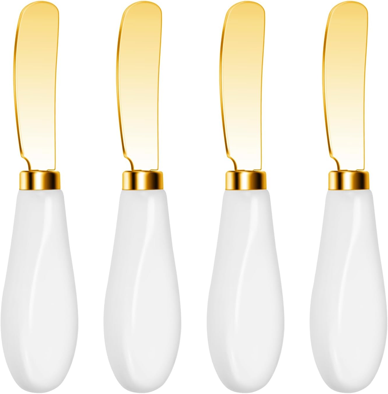 Butter Spreader Knives Set of 4, Stainless Steel Butter Knife with Porcelain Handles, Blunt Edge Cheese Spreader Set for Soft Cheese, Butter, Jam, Charcuterie, Pastry