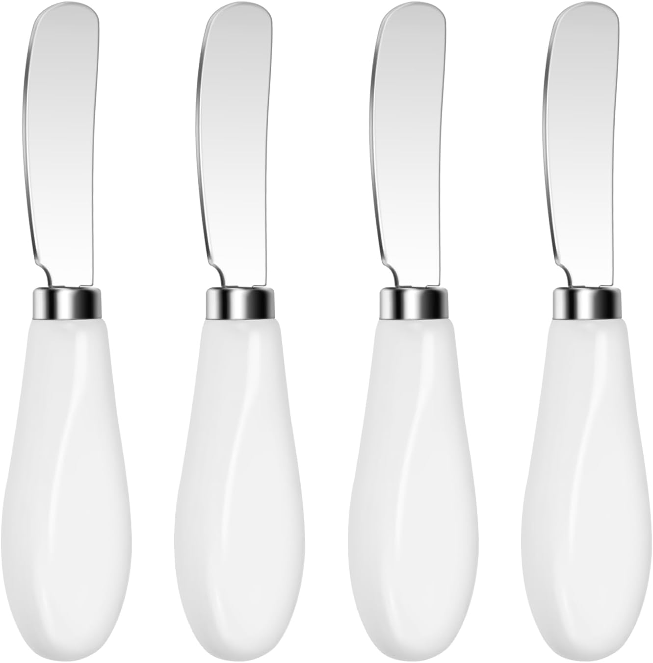 Butter Spreader Knives Set of 4, Stainless Steel Butter Knife with Porcelain Handles, Blunt Edge Cheese Spreader Set for Soft Cheese, Butter, Jam, Charcuterie, Pastry