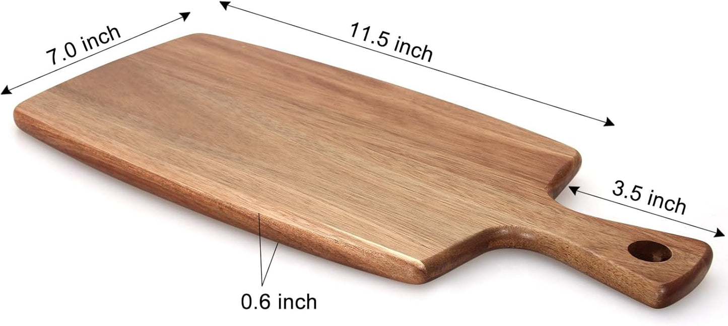 Acacia Wood Cutting Board with Handle Small Charcuterie Boards Wooden Chopping Board Decorative Mini Cutting Boards for Kitchen Meat Teak Bread Cheese Board Platter Butcher Block Food Serving Tray
