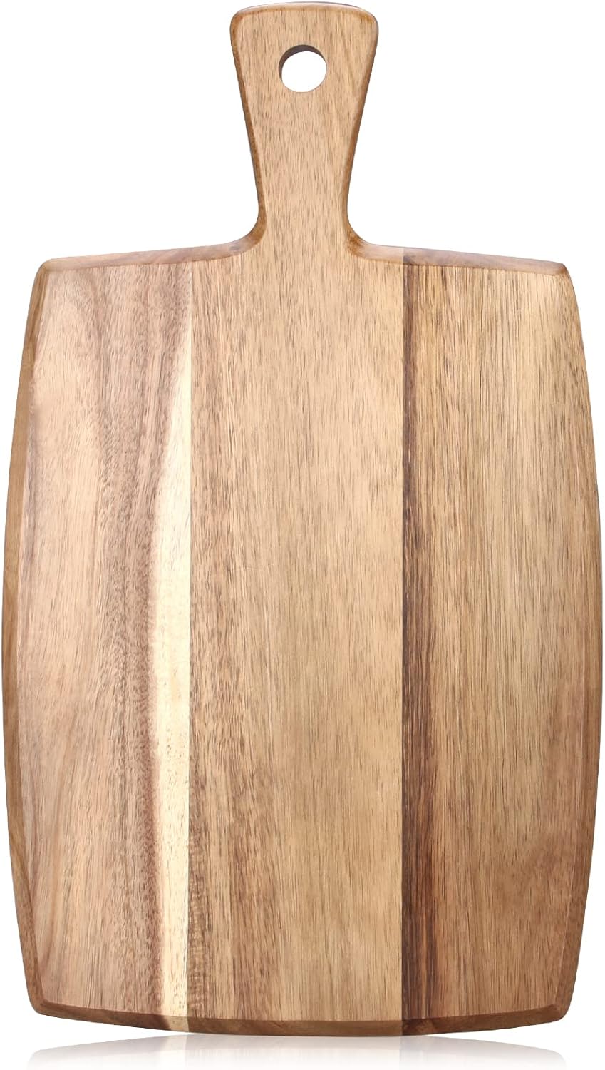 Acacia Wood Cutting Board with Handle Small Charcuterie Boards Wooden Chopping Board Decorative Mini Cutting Boards for Kitchen Meat Teak Bread Cheese Board Platter Butcher Block Food Serving Tray