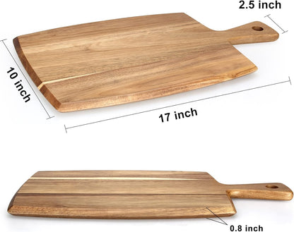 Acacia Wood Cutting Board with Handle Small Charcuterie Boards Wooden Chopping Board Decorative Mini Cutting Boards for Kitchen Meat Teak Bread Cheese Board Platter Butcher Block Food Serving Tray