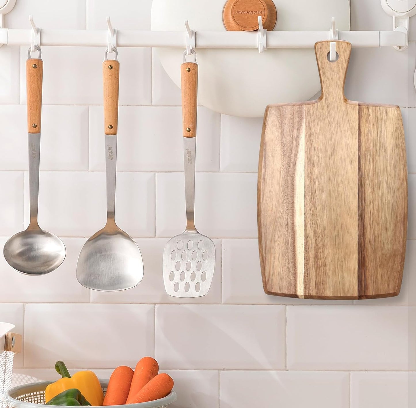 Acacia Wood Cutting Board with Handle Small Charcuterie Boards Wooden Chopping Board Decorative Mini Cutting Boards for Kitchen Meat Teak Bread Cheese Board Platter Butcher Block Food Serving Tray
