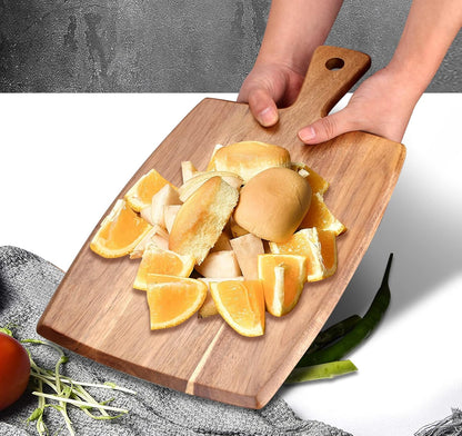 Acacia Wood Cutting Board with Handle Small Charcuterie Boards Wooden Chopping Board Decorative Mini Cutting Boards for Kitchen Meat Teak Bread Cheese Board Platter Butcher Block Food Serving Tray