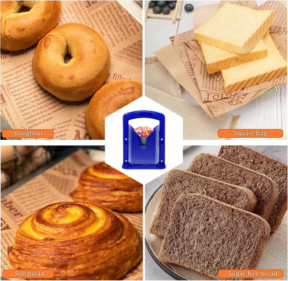 Bagel Slicer, Manual Precision Cutter with Safety Shield & Non-Slip Handle, Stainless Steel Bagel Blade, Universal Slicer (Klein Blue)