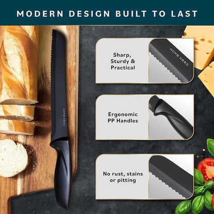 16-Piece Kitchen Knife Set - Knife Block Set | High Carbon Stainless Steel Knife Set with Acrylic Block, Rust-Resistant Blades & Ergonomic Handles (16-Piece)
