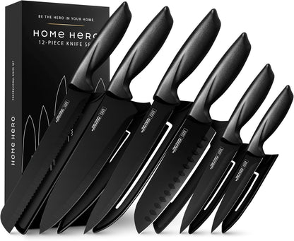 16-Piece Kitchen Knife Set - Knife Block Set | High Carbon Stainless Steel Knife Set with Acrylic Block, Rust-Resistant Blades & Ergonomic Handles (16-Piece)