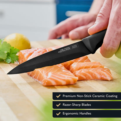 16-Piece Kitchen Knife Set - Knife Block Set | High Carbon Stainless Steel Knife Set with Acrylic Block, Rust-Resistant Blades & Ergonomic Handles (16-Piece)