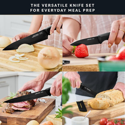 16-Piece Kitchen Knife Set - Knife Block Set | High Carbon Stainless Steel Knife Set with Acrylic Block, Rust-Resistant Blades & Ergonomic Handles (16-Piece)