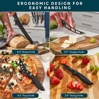 16-Piece Kitchen Knife Set - Knife Block Set | High Carbon Stainless Steel Knife Set with Acrylic Block, Rust-Resistant Blades & Ergonomic Handles (16-Piece)