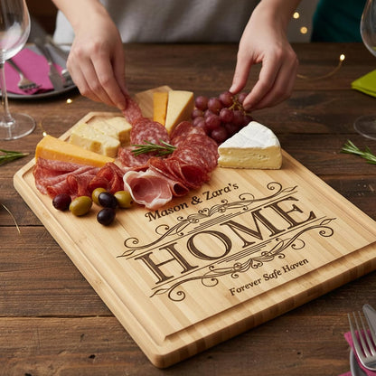 Personalized Cutting Board - Custom Engraved Charcuterie - Housewarming Gifts New Home, Christmas or Closing Keepsake for Couples, Friends & Family