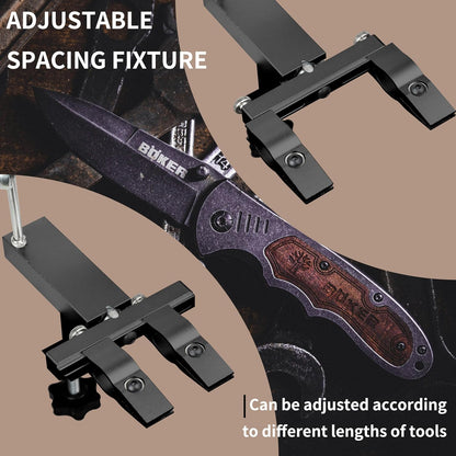 CWOVRS S09 Precision Knife Sharpening System–Quick C-Clamp Fixed-Angle Knife Sharpener W/ 2-Adjustable Angle System (15°–27°), 360° Flip Dual Clamp, Chef Kitchen Knife Sharpener, 9 Premium Stones Kit