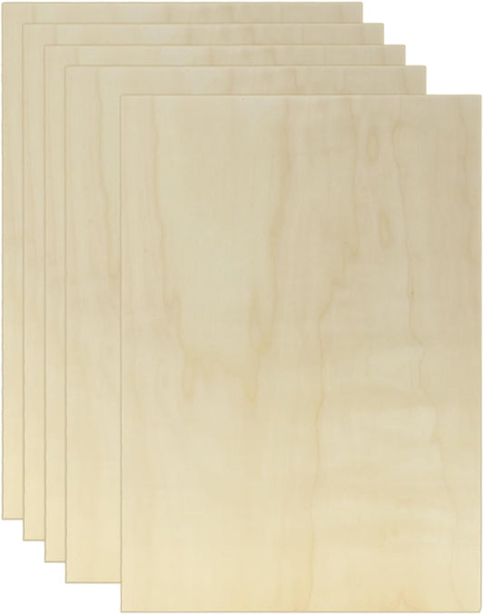 5 Pack Basswood Sheets for Crafts, 12 x 16 x 1/2 Inch 12mm Thin Plywood Sheets Unfinished Bass Wood Boards for Arts and Crafts, Painting, Pyrography, Wood Engraving, Wood Burning, Architectural Models