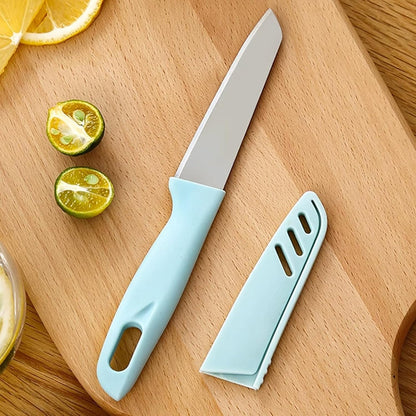 10-Set Super Value Paring Knife Set - 10 Ultra-Sharp German Steel Fruit & Vegetable Knives with 10 Sheaths, PP Plastic Ergonomic Handle, Dishwasher Safe, Multi-Color Small Kitchen Peeling Knives.