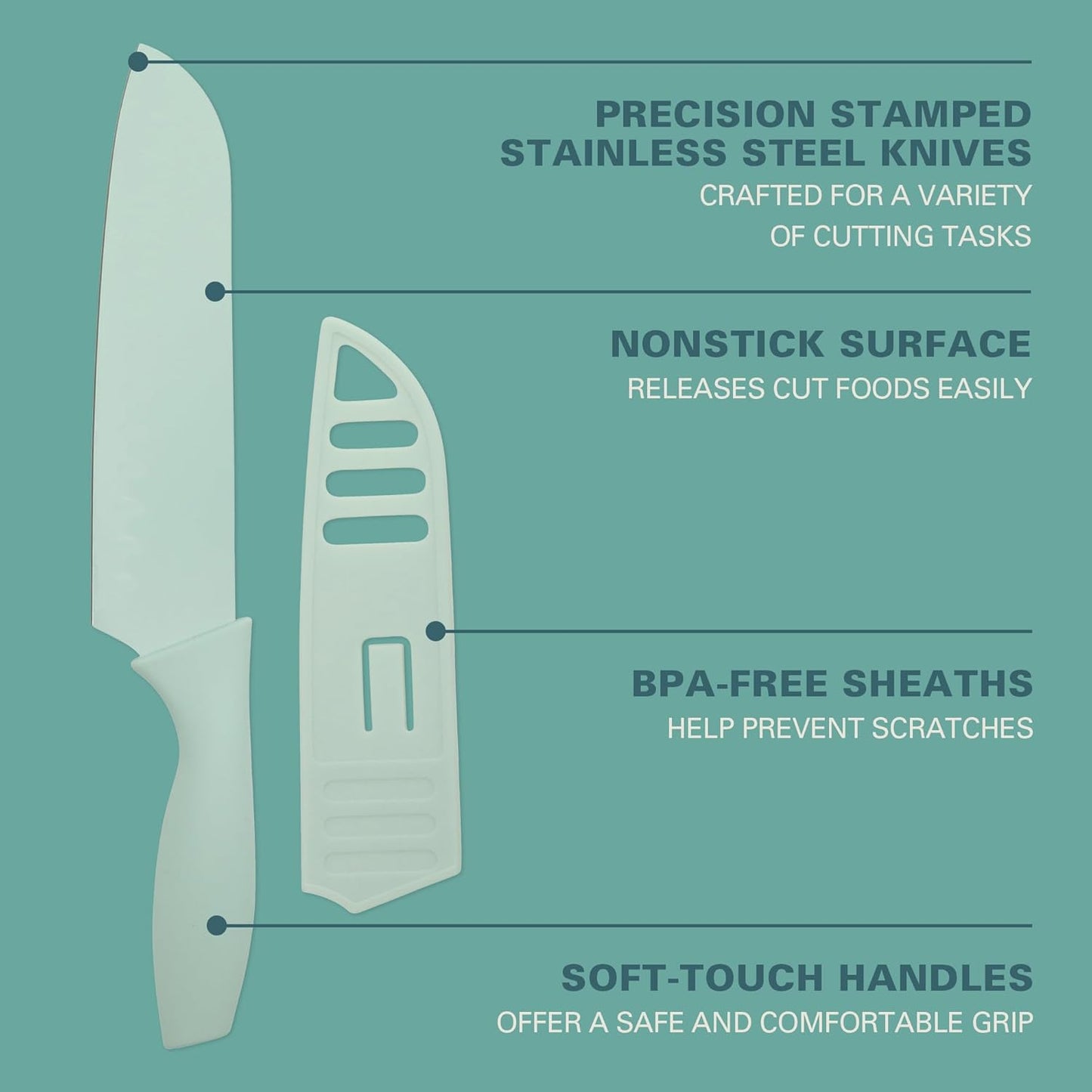 Gibson Home Bostonville 12 Piece Kitchen Knives Set W/Blade Guards/Sheaths, Chef Knife Sets With Nonstick Blades - Taupe