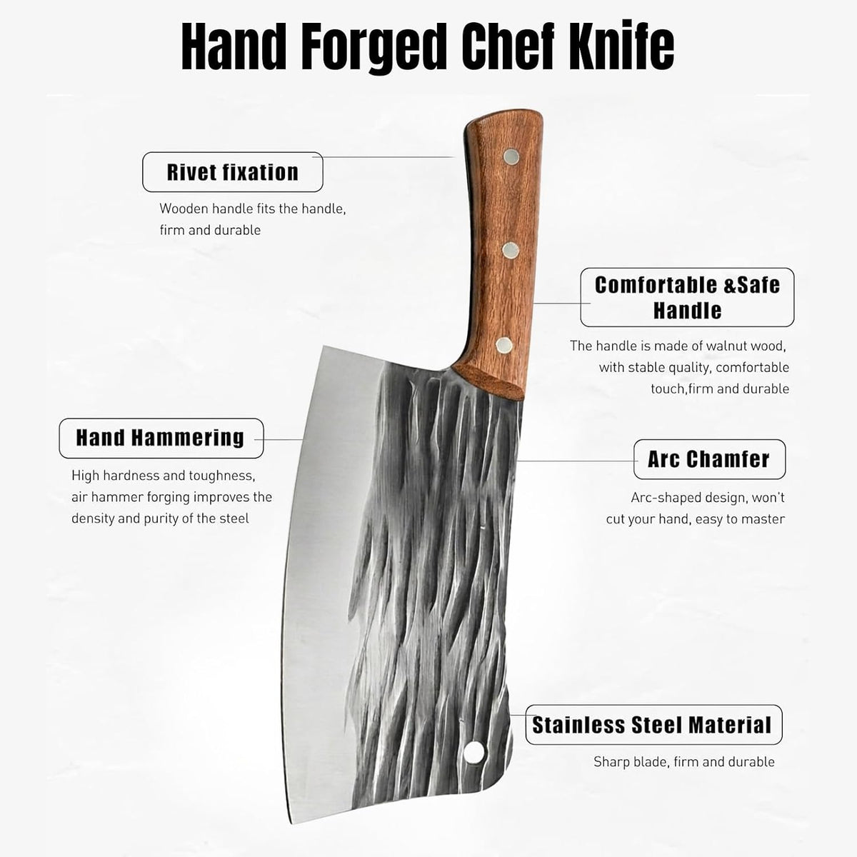 Meat Cleaver Knife Set, 2PCS Hand Forged Sharp Heavy Duty Bone Chopper