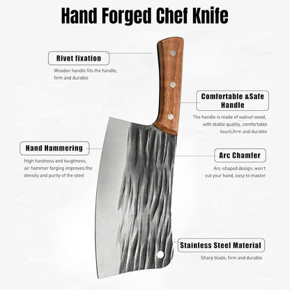 Meat Cleaver Knife Set, 2PCS Hand Forged Sharp Heavy Duty Bone Chopper