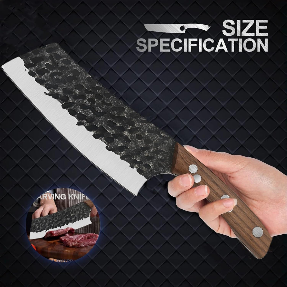 Meat Cleaver Knife Set, 2PCS Hand Forged Sharp Heavy Duty Bone Chopper