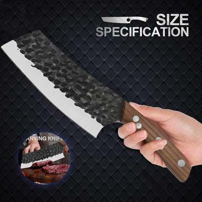 Meat Cleaver Knife Set, 2PCS Hand Forged Sharp Heavy Duty Bone Chopper