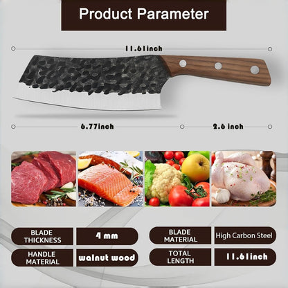 Meat Cleaver Knife Set, 2PCS Hand Forged Sharp Heavy Duty Bone Chopper