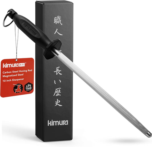 ® Professional Honing Steel, 10 inch Honing Rod, Carbon Steel Knife Sharpener, Magnetized Steel, Ergonomic & Balanced Polypropylene Handle, Ideal for All Chef Knives, Japanese Gift Box