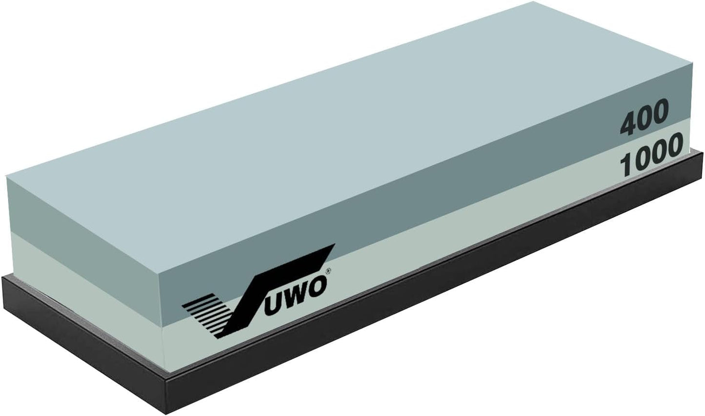 Knife Sharpening Stone Kit - Whetstone Dual Grit 400/1000 3000/8000 Premium Sharpener Set with Leather Strop, Flattening Stone, Honing Guide, Bamboo Base, Angle Guide, Cut Resistant Gloves