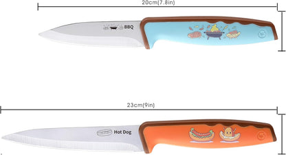 4PCS Paring Knife, Paring knives, 4.5 & 4 Inch Peeling Fruit and Vegetable Knife, Ultra Sharp Kitchen Knives, German Steel, PP Plastic Handle (Food-Themed Design)