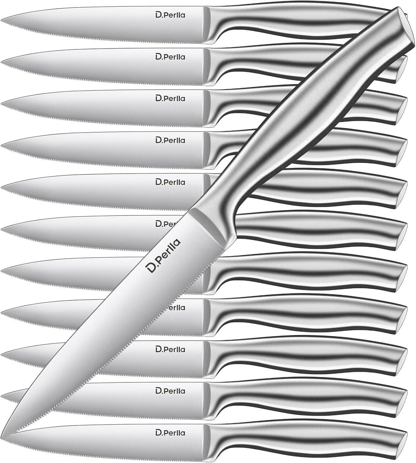 Steak Knives, Super Sharp Straight Edge Steak Knife Set of 8, Professional Straight Edge Kitchen Table Dinner Knives, Elegant High Carbon Stainless Steel Kitchen Steak Knife Set, 4.5IN
