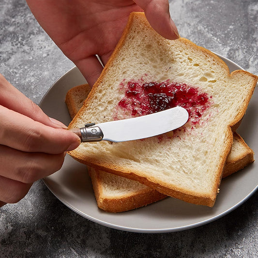 Butter Spreader Knife Set 4-Piece Stainless Steel Cheese Knife Set Small with Rose Wood Handle for Sandwich Jam Bread Cream Canape Appetizer Knives Spatula 6.2-inch