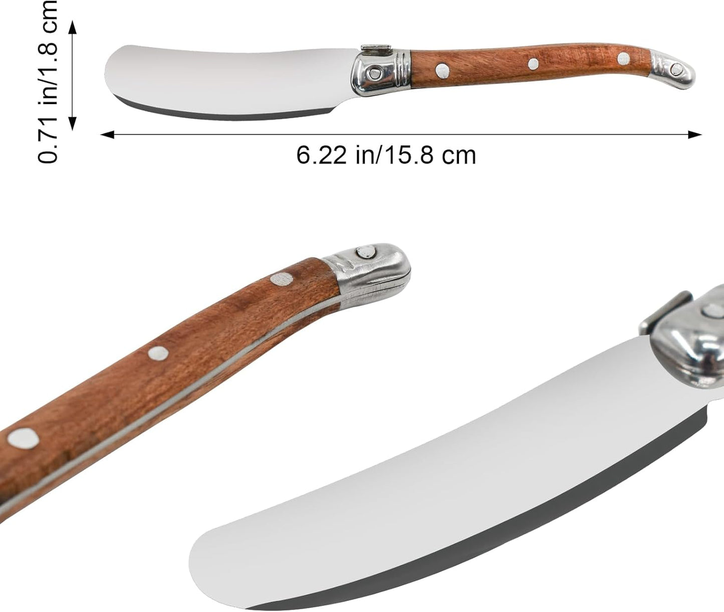 Butter Spreader Knife Set 4-Piece Stainless Steel Cheese Knife Set Small with Rose Wood Handle for Sandwich Jam Bread Cream Canape Appetizer Knives Spatula 6.2-inch