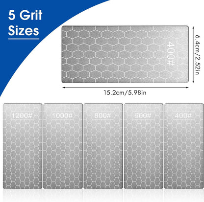 5 PCS Diamond Sharpening Stone, Diamond Sharpening Plate | Diamond Ston, Knife Sharpener Stone，sharpening Plate Honing Stones Knives 400/600/800/1000/1200 Grit