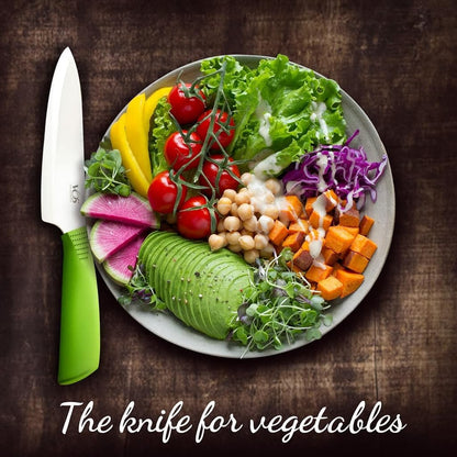Ceramic Chef Knife 8 Inch with Protective Cover – Zirconia Ceramic Blade for Food Preparation – Lightweight Kitchen Knife (Green)